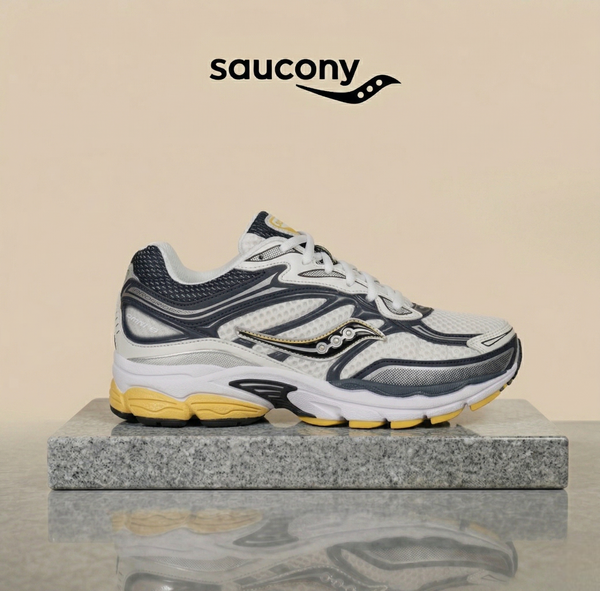 Saucony ProGrid Omni 9 : White / Navy / Mustard Yellow