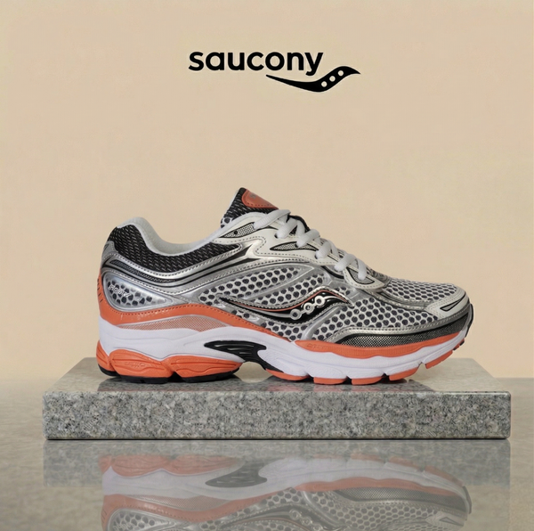 Saucony ProGrid Omni 9 – Silver Mesh / Bright Orange / Anthracite